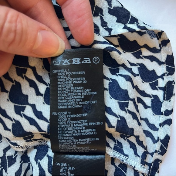 REISS Black and White Patterned Long Sleeve Shirt Size Small - Picture 7 of 7